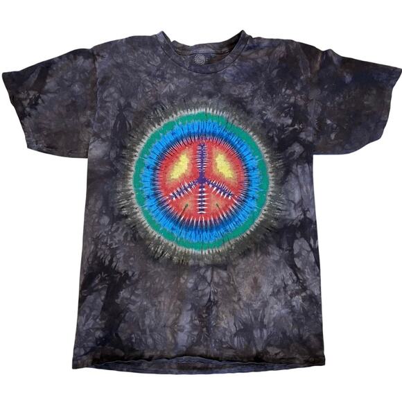 Men’s The Mountain Peace Symbol Tie Dye T-Shirt Gray Hippie Size Large - Picture 1 of 3
